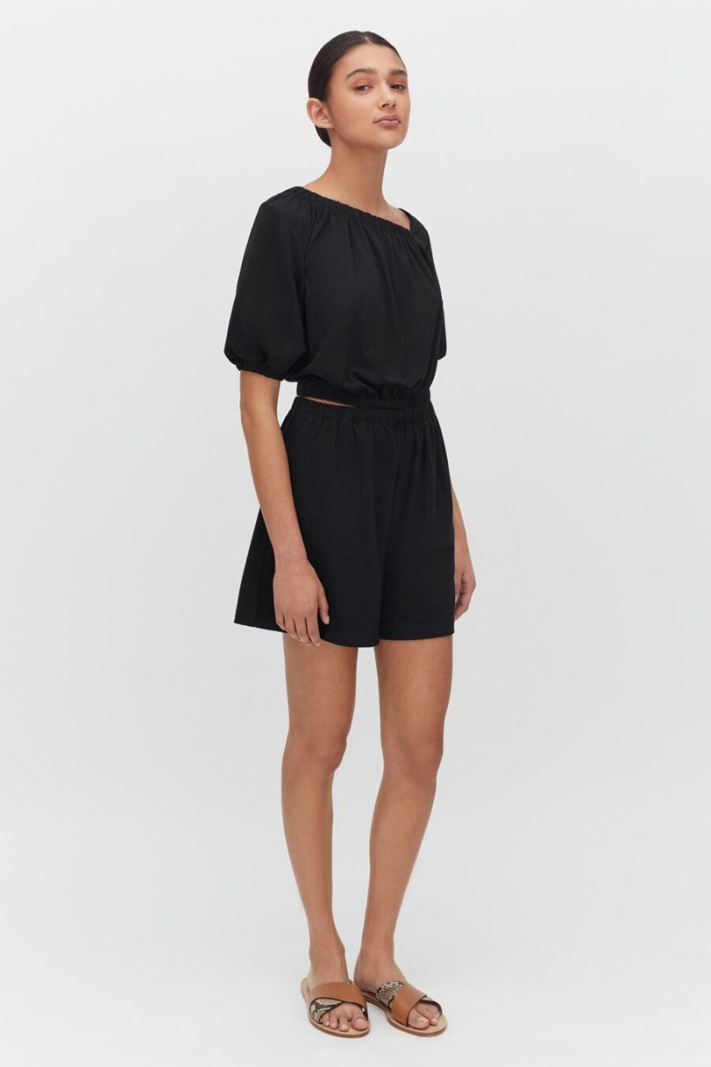 Női Cuyana Gathered Front Jumpsuit Fekete | SYP5620YK