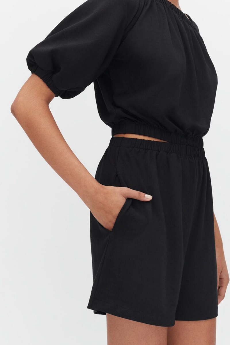 Női Cuyana Gathered Front Jumpsuit Fekete | SYP5620YK