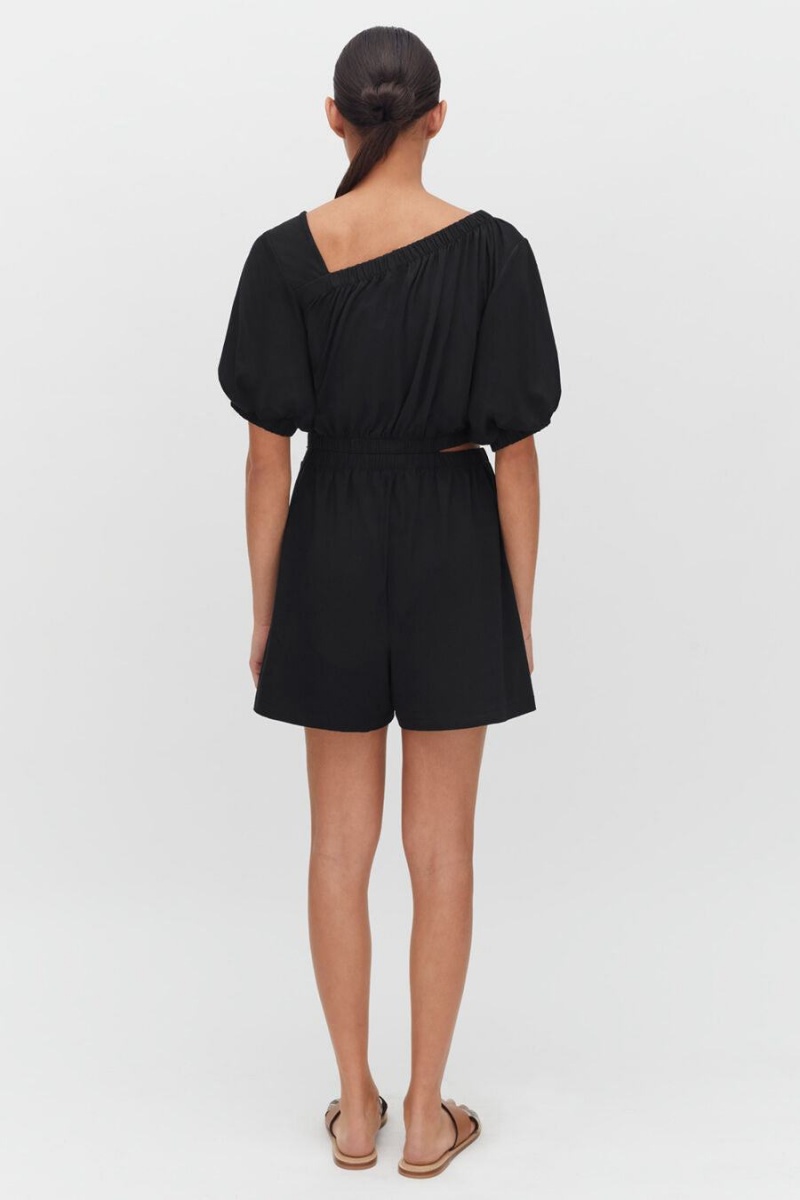 Női Cuyana Gathered Front Jumpsuit Fekete | SYP5620YK