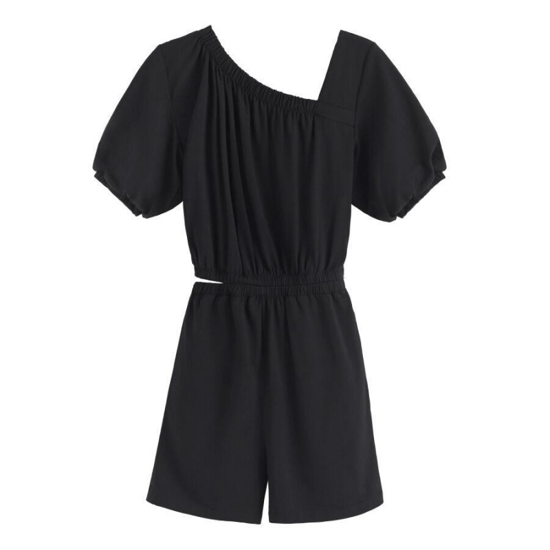 Női Cuyana Gathered Front Jumpsuit Fekete | SYP5620YK