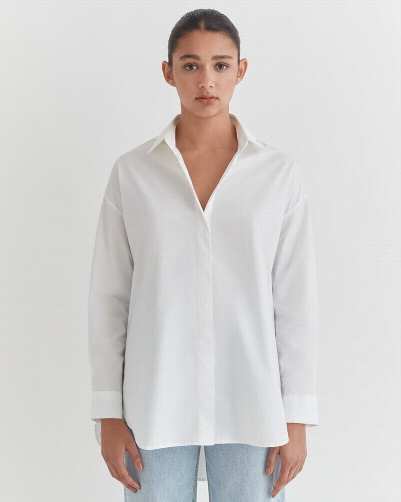 Női Cuyana Poplin Oversized Ingek Fehér | MFO7735TB